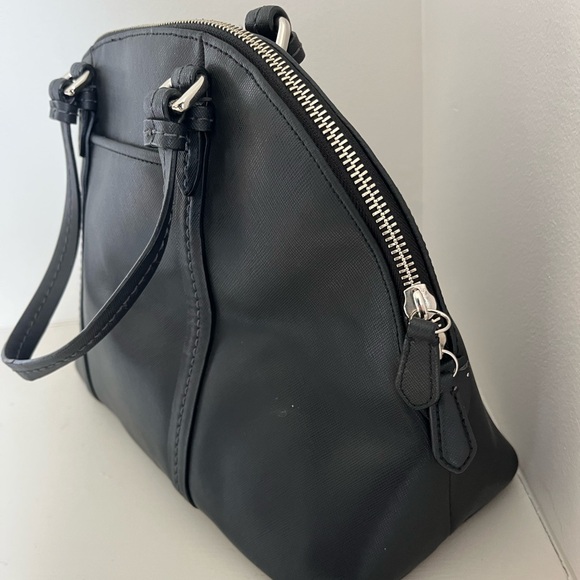 Coach Peyton Cora Saffiano Leather Satchel Black - Picture 9 of 12